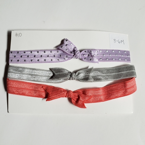 3/$20 set of 3 baby girls bow headband hair accessories Size 3 to 6 months coral - Picture 2 of 6